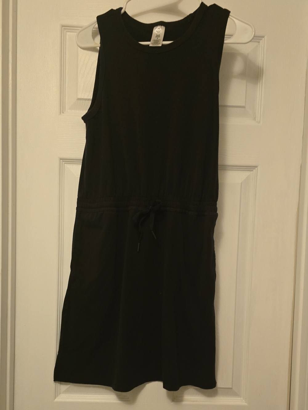 Sleeveless Black Drawstring Mini Dress